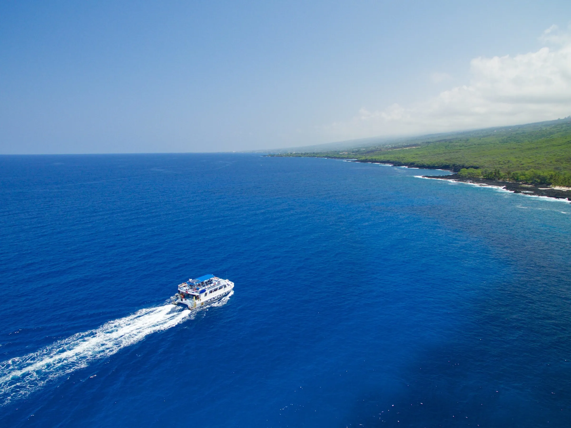 Body Gloe catamaran view from the air
