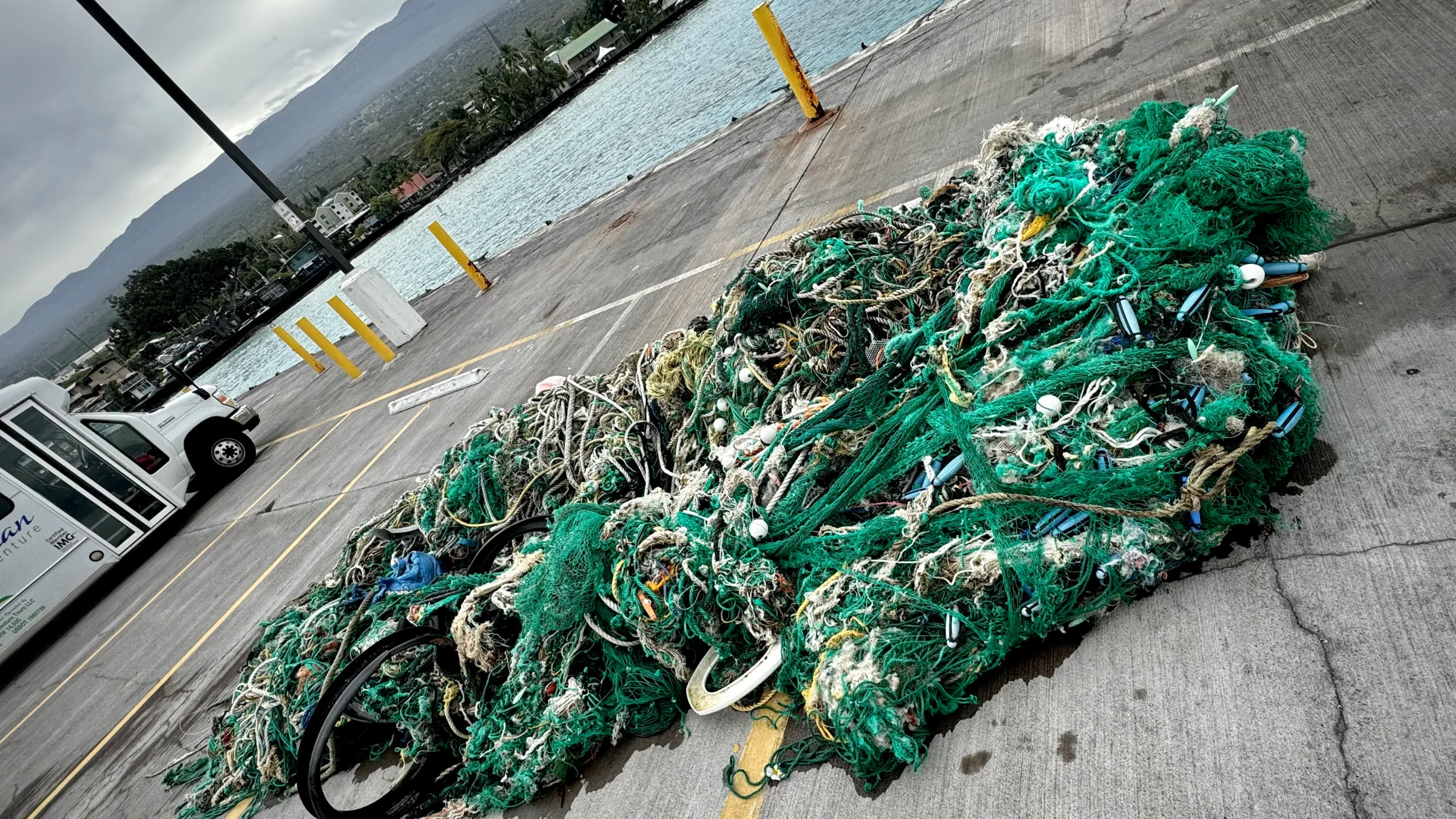 a mass of discarded fishing gear removed from the ocean
