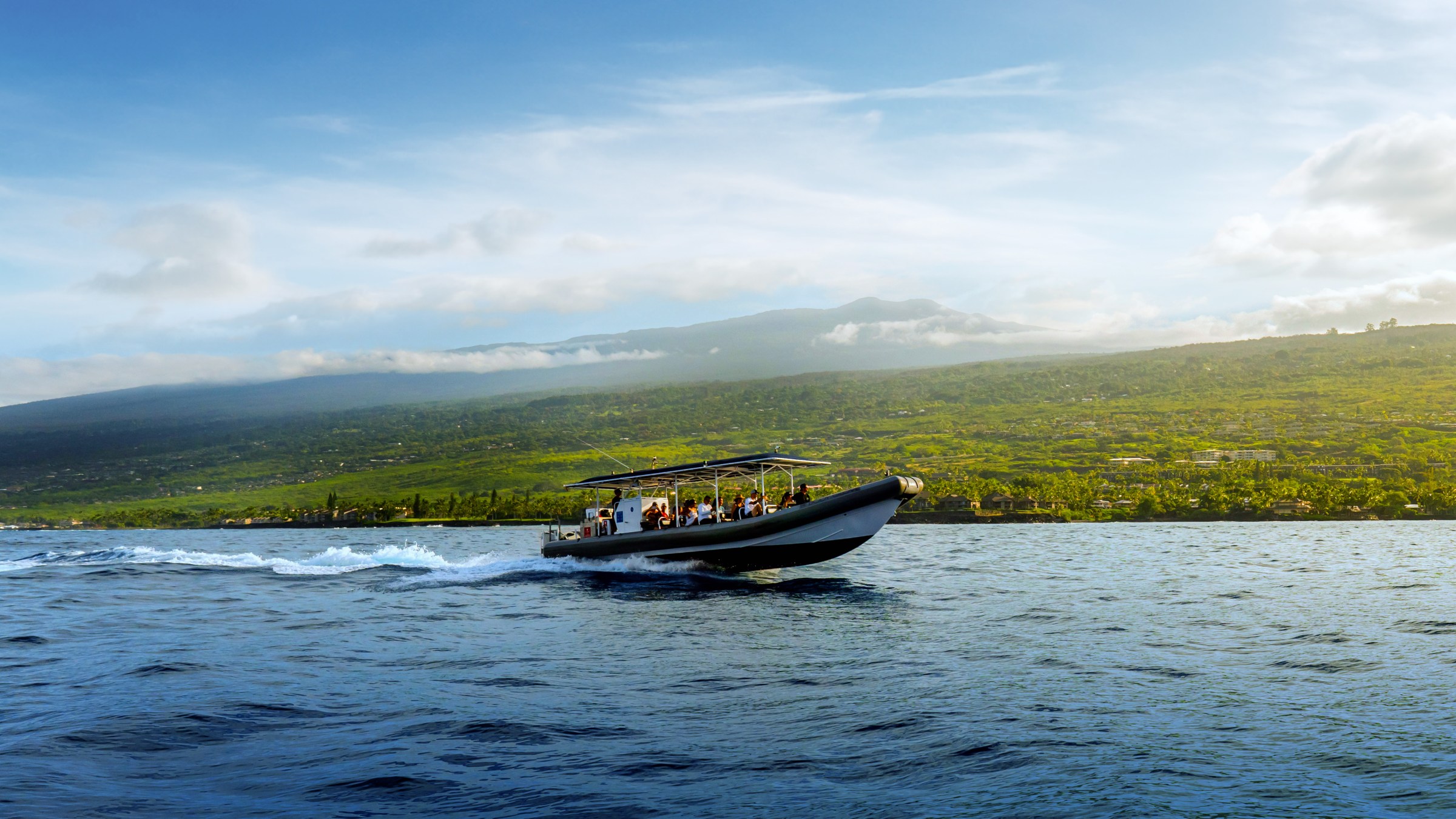 a boat floating on a body of water