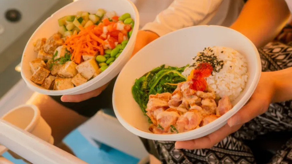 2 poke bowls, a great family friendly food option on the big island